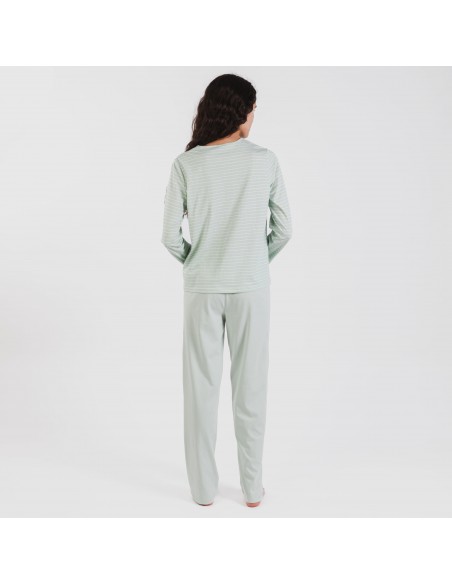 Pigiama lungo cotone Denis verde tiffany pijama-largo-algodon