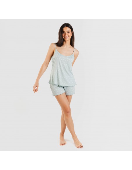 Pigiama con spalline soft Natalie verde tiffany pijama-tirantes-mujer-punto-suave