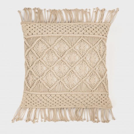 Cuscino quadrato cotone macramé Valiartis naturale 45x45 - federa + imbottitura cuscini-decorativi-stampati