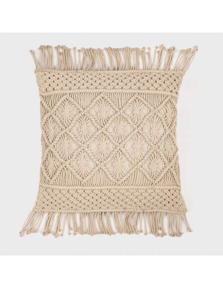 Cuscino quadrato cotone macramé Valiartis naturale 45x45 - federa + imbottitura cuscini-decorativi-stampati