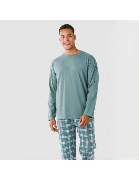 Pigiama lungo uomo cotone Jamis verde blu pijama-algodon