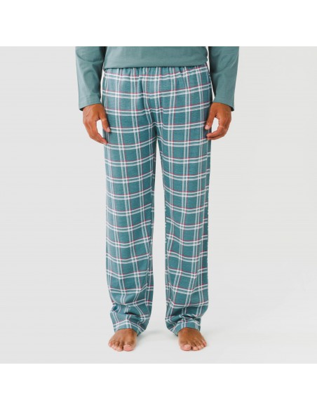 Pigiama lungo uomo cotone Jamis verde blu pijama-algodon