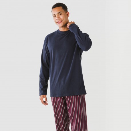 Pigiama lungo uomo cotone Raya San Francisco blu pijama-algodon