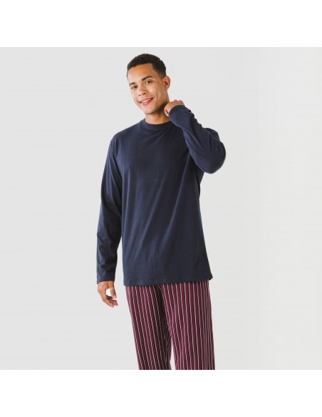 Pigiama lungo uomo cotone Raya San Francisco blu pijama-algodon