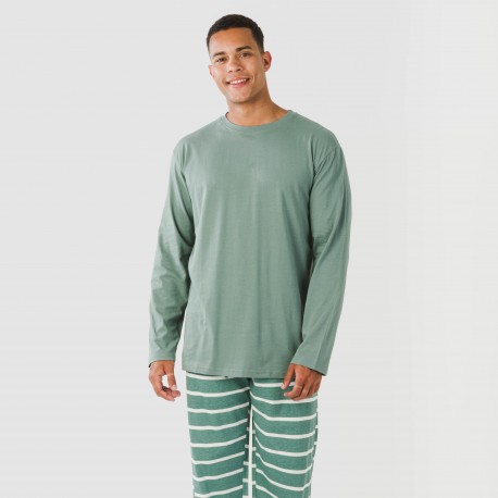 Pigiama lungo uomo cotone Raya Sailor verde veronese pijama-algodon