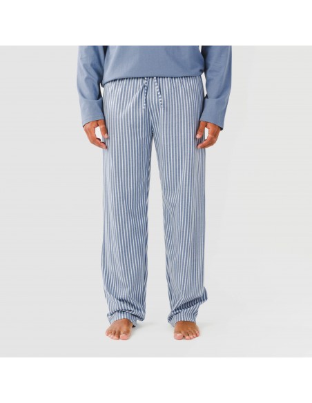 Pigiama lungo uomo cotone Raya Linares blu indaco pijama-algodon