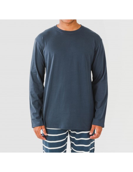 Pigiama lungo uomo cotone Raya Sailor blu navy pijama-algodon