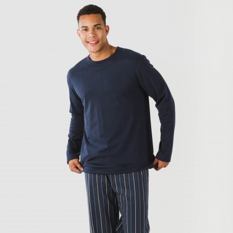 Pigiama lungo uomo cotone Raya San Luis blu navy pijama-algodon