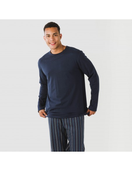 Pigiama lungo uomo cotone Raya San Luis blu navy pijama-algodon