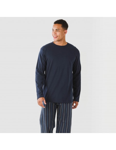 Pigiama lungo uomo cotone Raya San Luis blu navy pijama-algodon