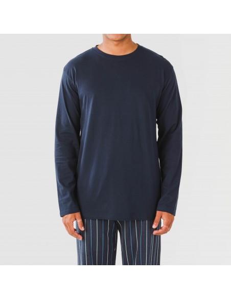 Pigiama lungo uomo cotone Raya San Luis blu navy pijama-algodon