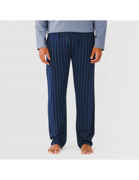 Pigiama lungo uomo cotone Raya Mortiz indaco pijama-algodon