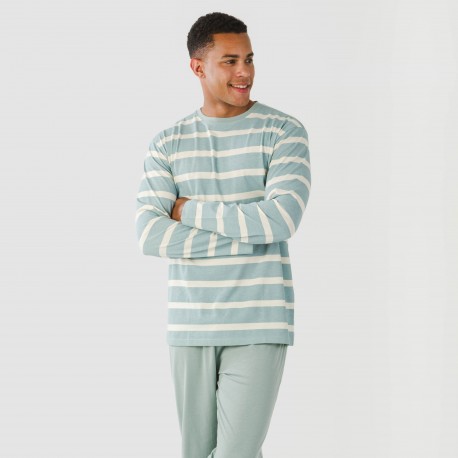 Pigiama lungo uomo cotone Raya Arellano verde acqua pijama-algodon