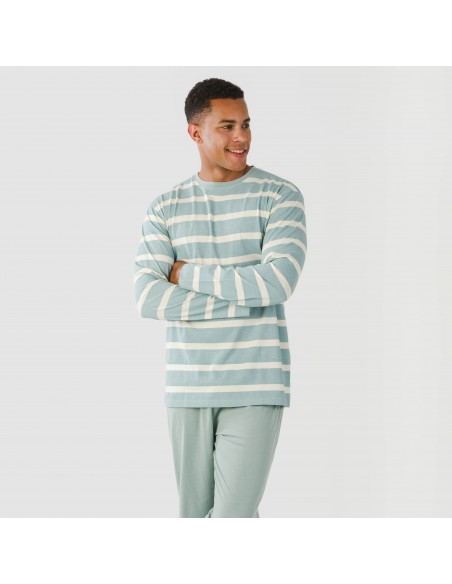 Pigiama lungo uomo cotone Raya Arellano verde acqua pijama-algodon