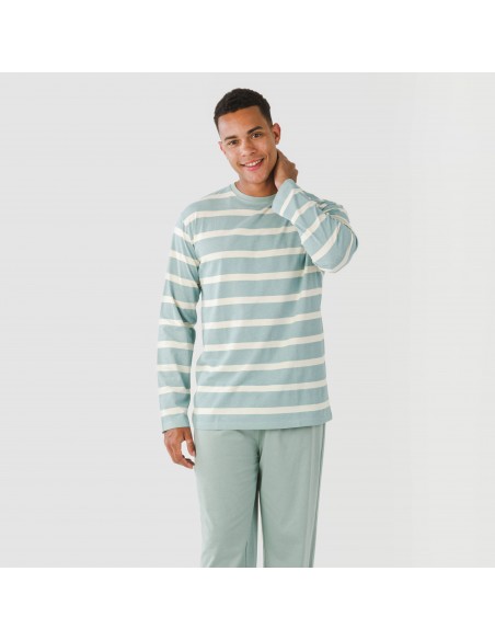 Pigiama lungo uomo cotone Raya Arellano verde acqua pijama-algodon