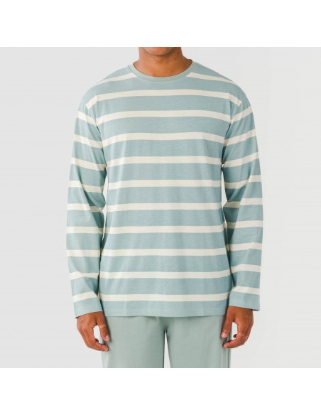 Pigiama lungo uomo cotone Raya Arellano verde acqua pijama-algodon