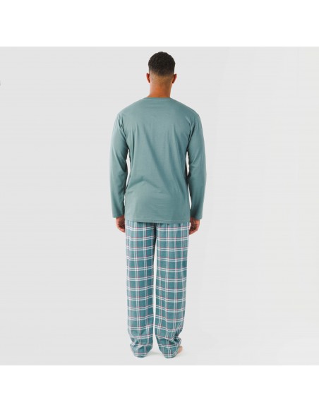 Pigiama lungo uomo cotone Jamis verde blu pijama-algodon