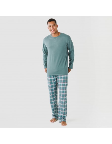 Pigiama lungo uomo cotone Jamis verde blu pijama-algodon