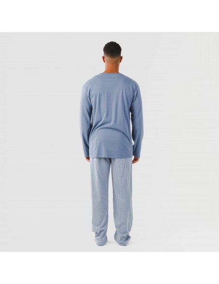 Pigiama lungo uomo cotone Raya Linares blu indaco pijama-algodon