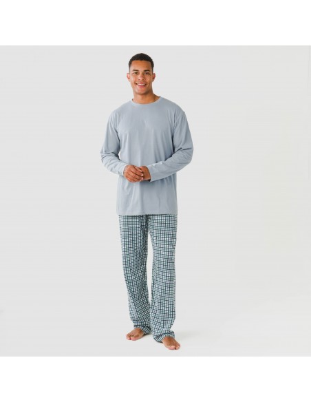 Pigiama lungo uomo cotone Cuadro Joshua verde pijama-algodon