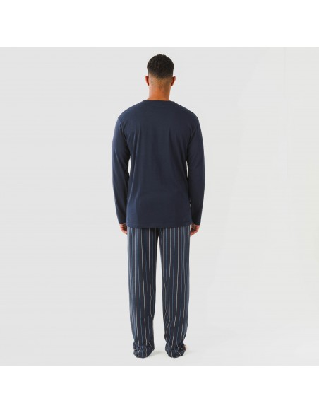 Pigiama lungo uomo cotone Raya San Luis blu navy pijama-algodon