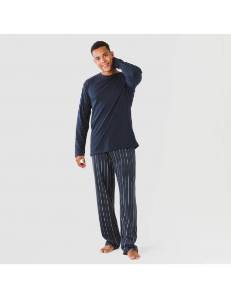 Pigiama lungo uomo cotone Raya San Luis blu navy pijama-algodon