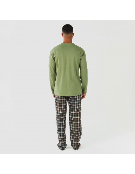 Pigiama uomo flanella Cuadro Frankfurt verde militare pijama-franela