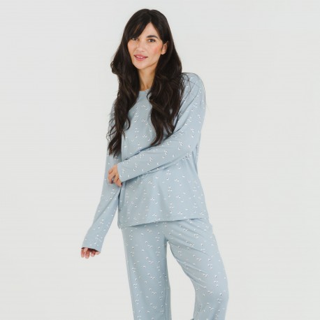 Pigiama lungo soft Tabitha indaco pijama-largo-algodon