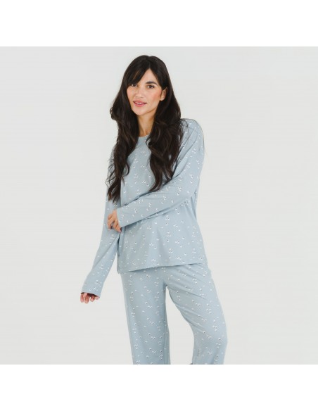 Pigiama lungo soft Tabitha indaco pijama-largo-algodon