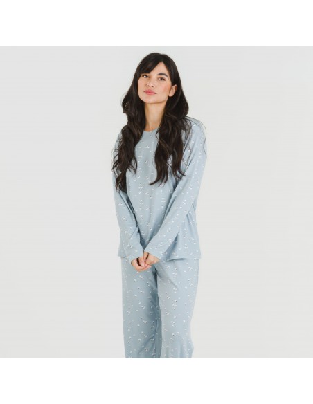 Pigiama lungo soft Tabitha indaco pijama-largo-algodon