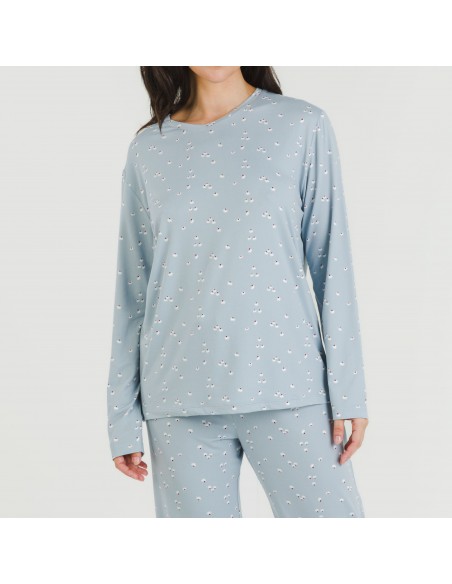 Pigiama lungo soft Tabitha indaco pijama-largo-algodon