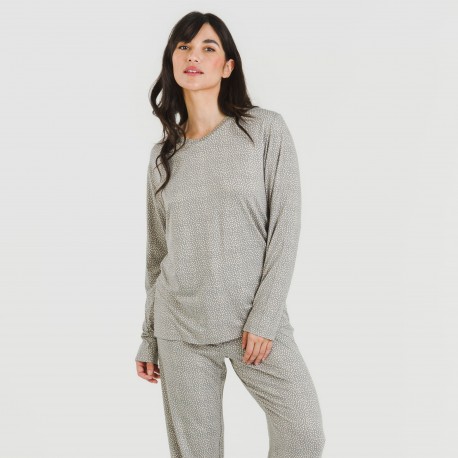 Pigiama lungo soft Lolenda grigio antracite pijama-largo-algodon