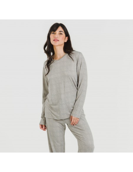 Pigiama lungo soft Lolenda grigio antracite pijama-largo-algodon