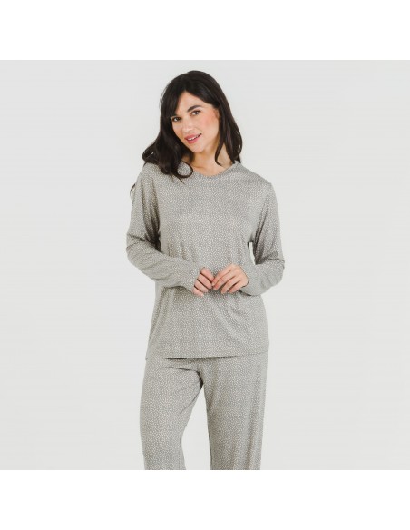 Pigiama lungo soft Lolenda grigio antracite pijama-largo-algodon