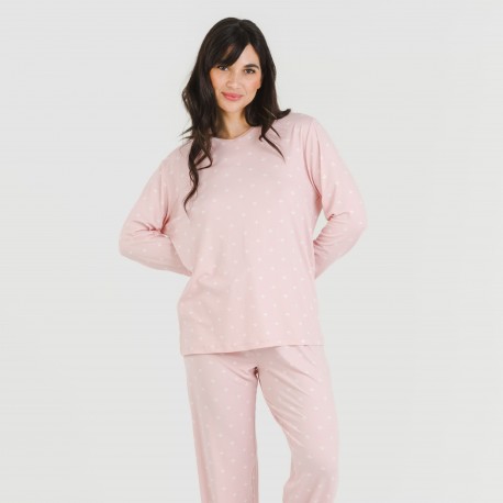 Pigiama lungo soft Embera rosa chiaro pijama-largo-algodon