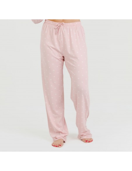 Pigiama lungo soft Embera rosa chiaro pijama-largo-algodon