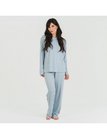 Pigiama lungo soft Tabitha indaco pijama-largo-algodon