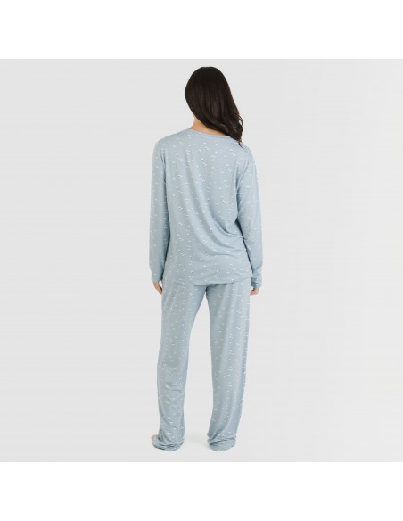 Pigiama lungo soft Tabitha indaco pijama-largo-algodon