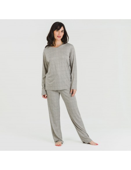 Pigiama lungo soft Lolenda grigio antracite pijama-largo-algodon