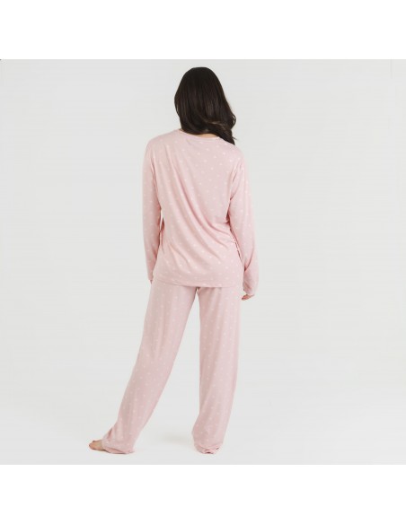 Pigiama lungo soft Embera rosa chiaro pijama-largo-algodon