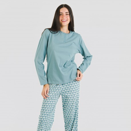 Pigiama lungo cotone Alino indaco pijama-largo-algodon