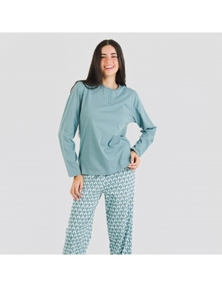 Pigiama lungo cotone Alino indaco pijama-largo-algodon