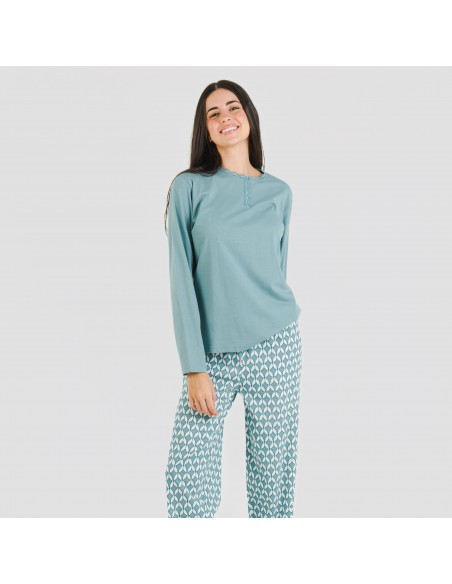 Pigiama lungo cotone Alino indaco pijama-largo-algodon