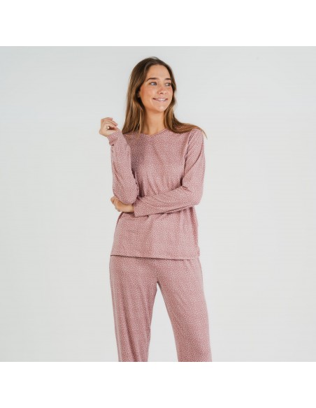 Pigiama lungo soft Lolenda malva rosa pigiami-lunghi-donna