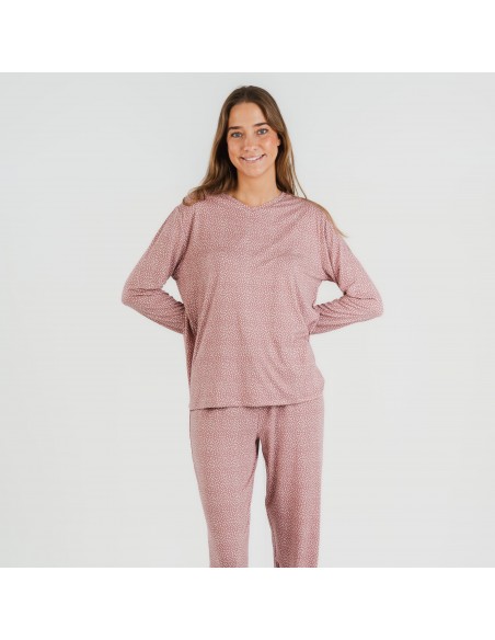 Pigiama lungo soft Lolenda malva rosa pigiami-lunghi-donna