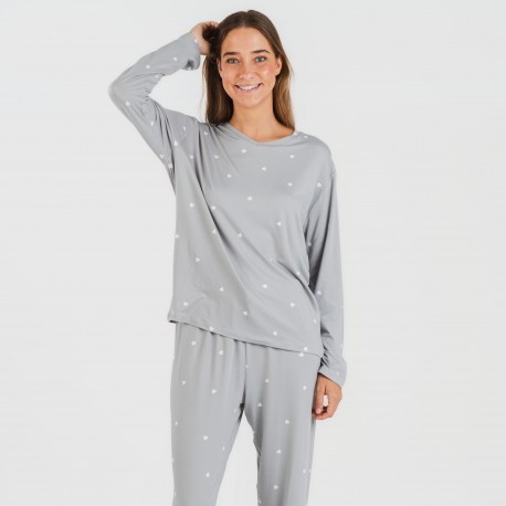 Pigiama lungo soft Choer grigio pigiami-lunghi-donna