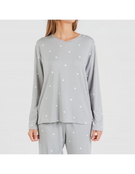 Pigiama lungo soft Choer grigio pigiami-lunghi-donna