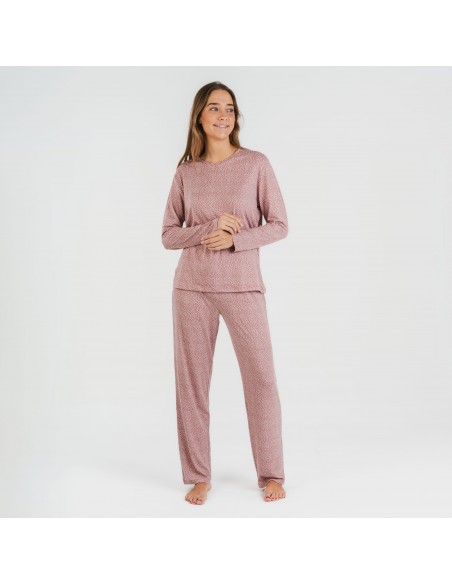 Pigiama lungo soft Lolenda malva rosa pigiami-lunghi-donna