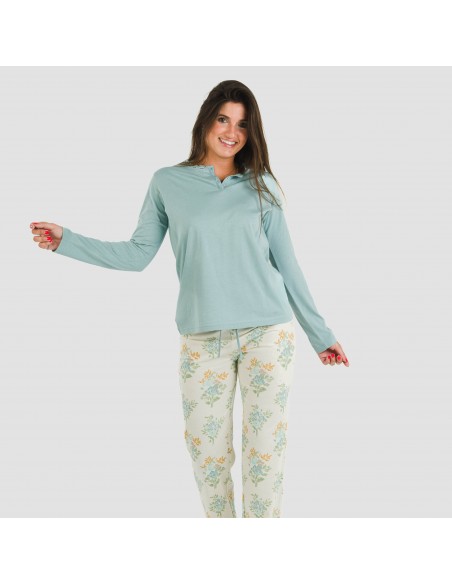 Pigiama lungo cotone Lete indaco pijama-largo-algodon