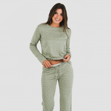 Pigiama lungo cotone Naty verde pijama-largo-algodon